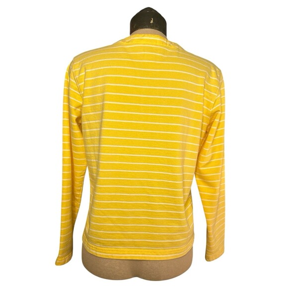 Lands End Women’s Yellow White Stripe Long Sleeve Button Down Shirt Jacket Small - Picture 3 of 7
